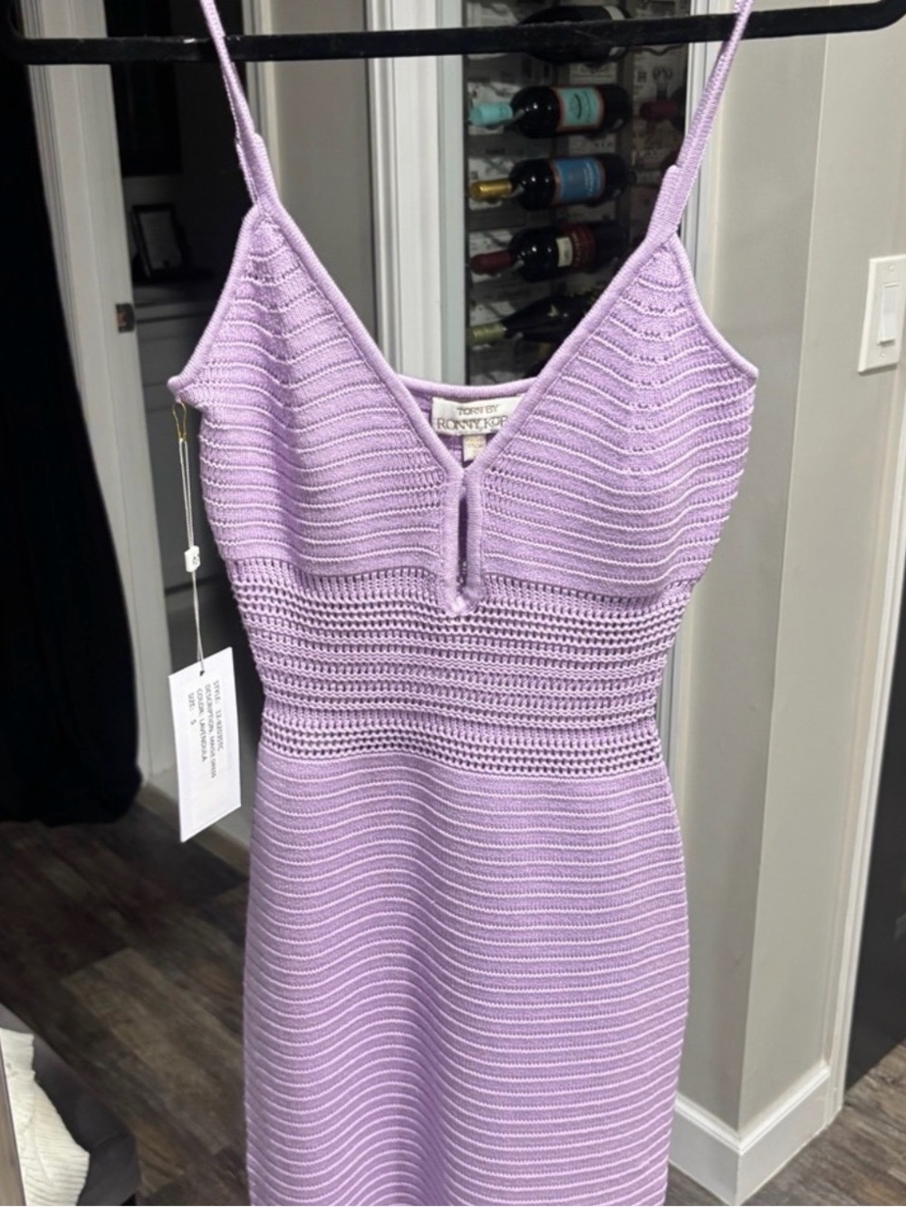 Torn by Ronny Kobo Lilac Knit Mini Dress with Spaghetti Straps